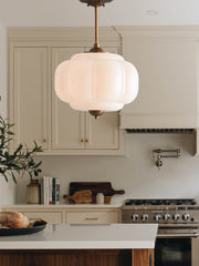 Vintage Milk Glass Semi Flush Mount Eloise Pendant Light